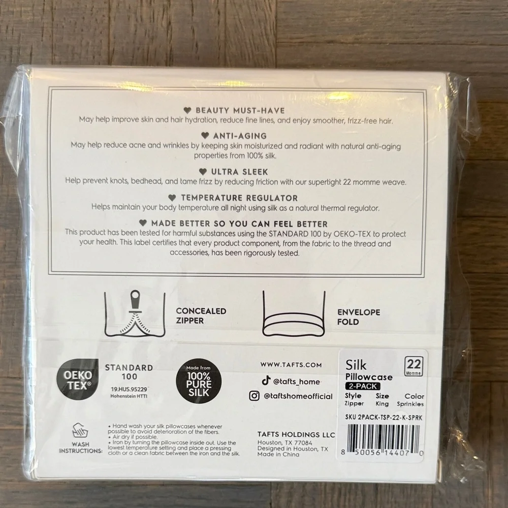 New Tafts Silk Pillow Cases - 22mm 100% Pure Mulberry 6A (Sprinkle, King, 2pc)